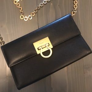 Black gancini cross body bag Salvatore Ferragamo